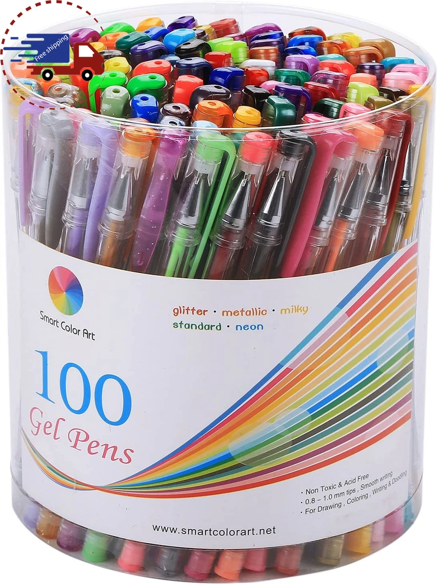 Smart Color Art 100 Colors Gel Pens Set for Adult Coloring Books Drawing  Painting Writing