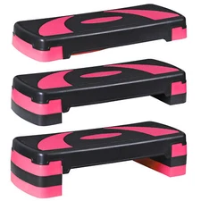Adjustable Workout Aerobic Step Platform Exercise Stepper w/ Risers 30'' Pink