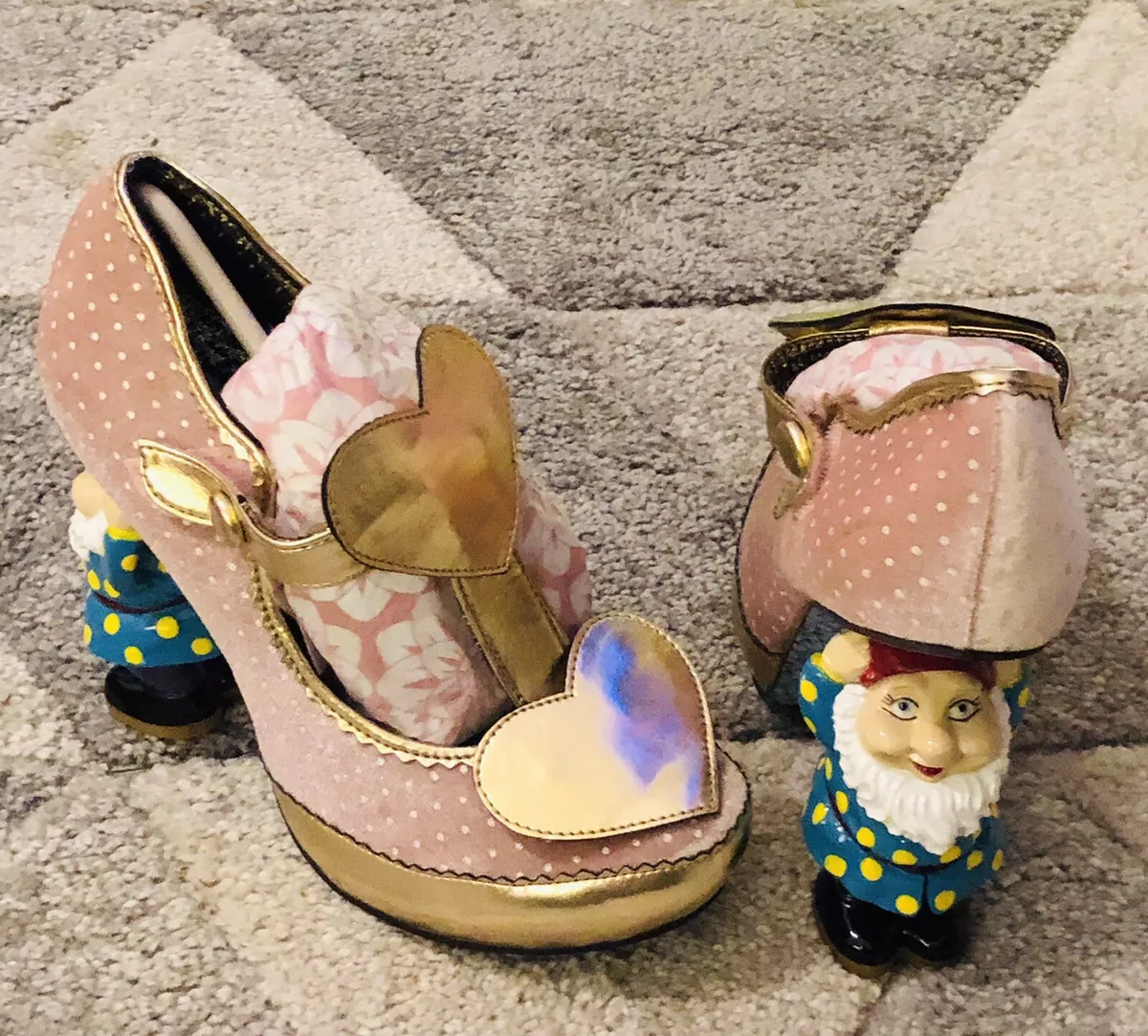 Irregular Choice Very Rare Lyric Pink And Gold Gnome Heels UK 4