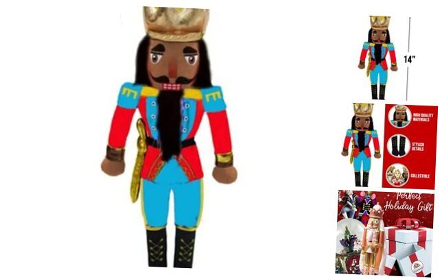 , Plush Nutcracker Doll, African American King Christmas Ornaments, Soft