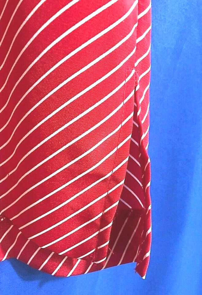 Camisa/Top LESLIE FAY Vintage CREPE Abotonada Rojo/Blanco RAYAS DIAGONALES Talla L Foto 4 de 4