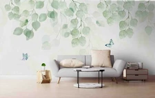 3D Green Leaves Self-adhesive Removable Wallpaper Murals Wall Sticker FC