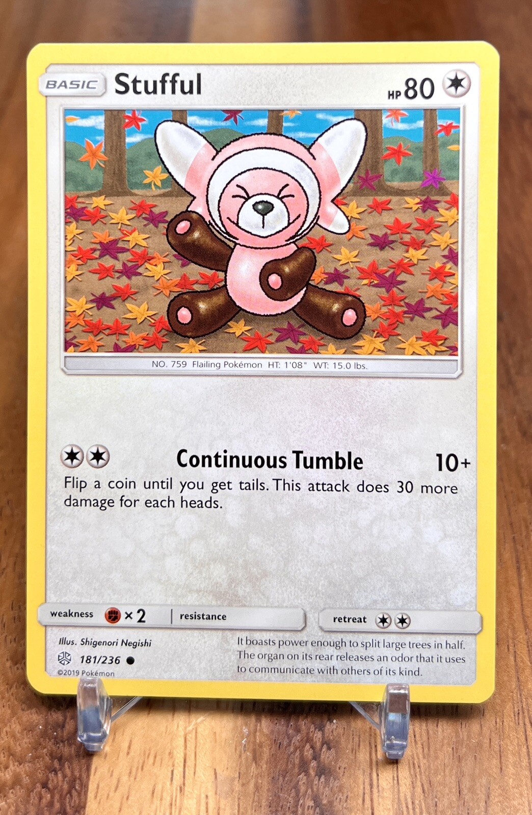 Stufful 181/236 Non Holo Common Sun & Moon Cosmic Eclipse Pokemon Card NM