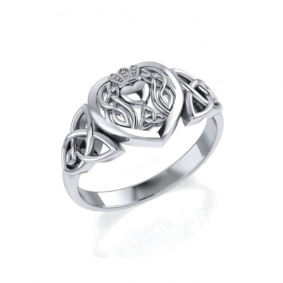 Keltischer Claddagh Herz 925 Sterling Silber Ring feiner Liebesschmuck