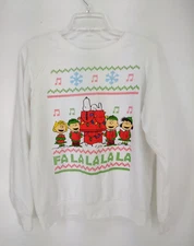 Peanuts Sweatshirt Falalalala Size M Long Sleeve White Peanuts Worldwide LLC