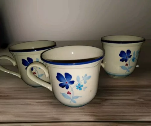 Foxcraft By Epoch Blue Floral Coffee Tea Mugs Set Of 6 Made In Korea 