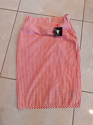 V By Very Linen Blend  Skirt Red and White Skirt  Size 14  Bnwt