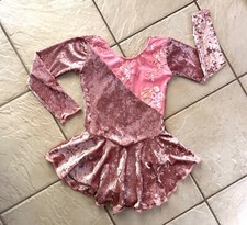 NEW Girls MAUVE Pink SEQUIN Floral EMBROIDERED Competition ICE SKATING Dress