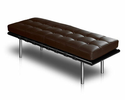 Bauhaus Lederbank Sitzbank Bank Leder schmal Leder Dunkelbraun oder Schwarz