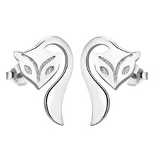Women Fashion Fox Design Love 925 Sterling silver Stud Earrings Gift Box A6