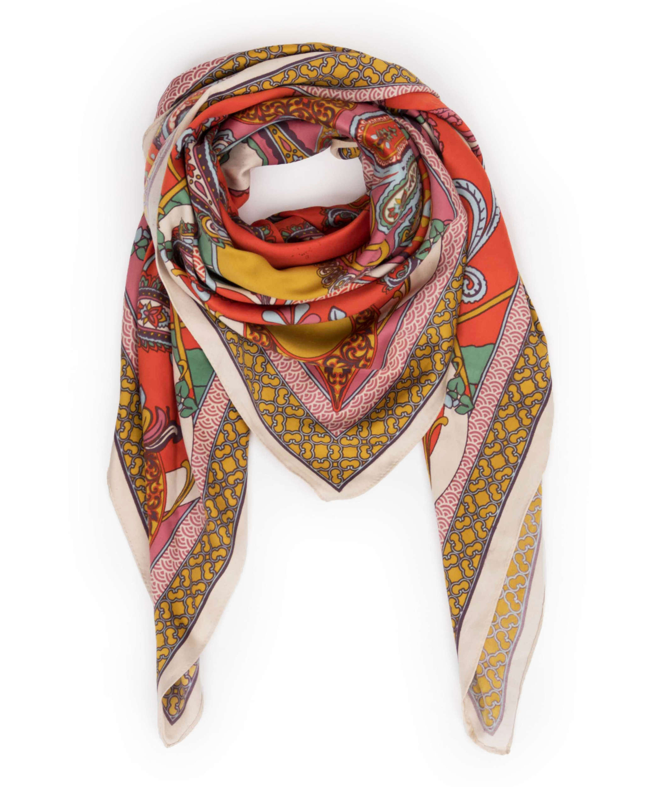 Ladies Square Satin Paisley Scarf from Powder