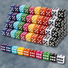 100pcs 16mm Game Bulk Dice 10 Colors Acrylic 6 Sided Dice Set for Classroom