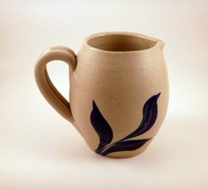Williamsburg Pottery Stoneware Pitcher J E Maloney Cobalt Salt