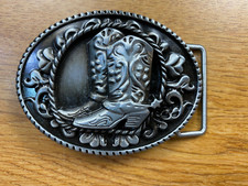 Black and Silver Cowboy Boots Belt Buckle