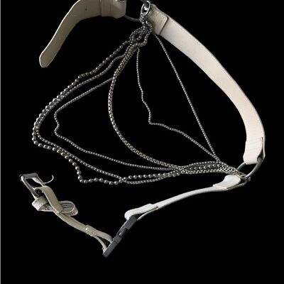 Free People White Leather Diamonte Chain Belt Distressed NEW NWOT Free People White Leather Diamonte Chain Belt Distressed NEW  main image 3
