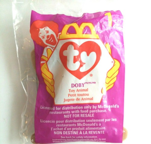 Ty Teenie Beanie Baby #1 Doby McDonalds Happy Meal Toy Plush Stuffed Animal C17 - Picture 2 of 3