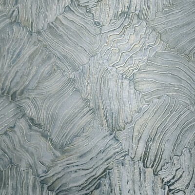 Gray blue gold bronze metallic textured shell tile faux plaster modern Wallpaper