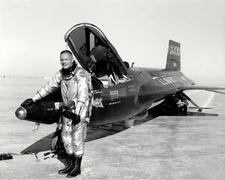 NEIL ARMSTRONG STANDS NEXT TO X-15 AIRCRAFT NASA TEST PILOT  8X10 PHOTO (EP-129)