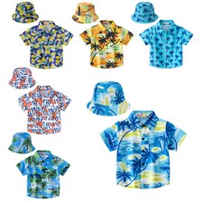 Kids Boys Shirts Toddler Tees Casual Tops Holiday Sets Hawaiian Blouse Swimsuit