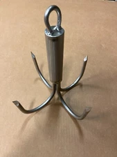 8 Inch dia 4 Prong Welded 3/8” Stainless Pier or Bridge Gaff With Eye For Rope