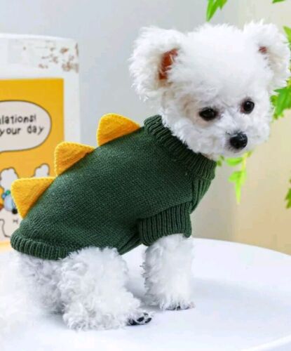 Soft Green Dragon Dinosaur Dog Sweater NEW Pet Clothes XS Costume Halloween