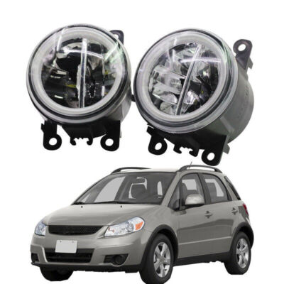 LED Fog Light + Angel Eye Rings Daytime Running Lights DRL Fit For Suzuki SX4