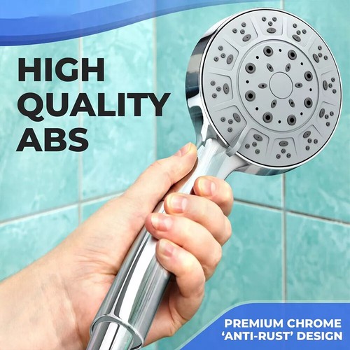 DUSCHKOPF HOCHDRUCK HANDBRAUSE DUSCHBRAUSE WASSERSPAREND MIT 2M SCHLAUCH 5MODI - Bild 6 von 16
