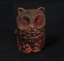 VINTAGE 1960s-70s Retro Owl Hard Plastic OWL Figurine 2.5". Red jewel eyes