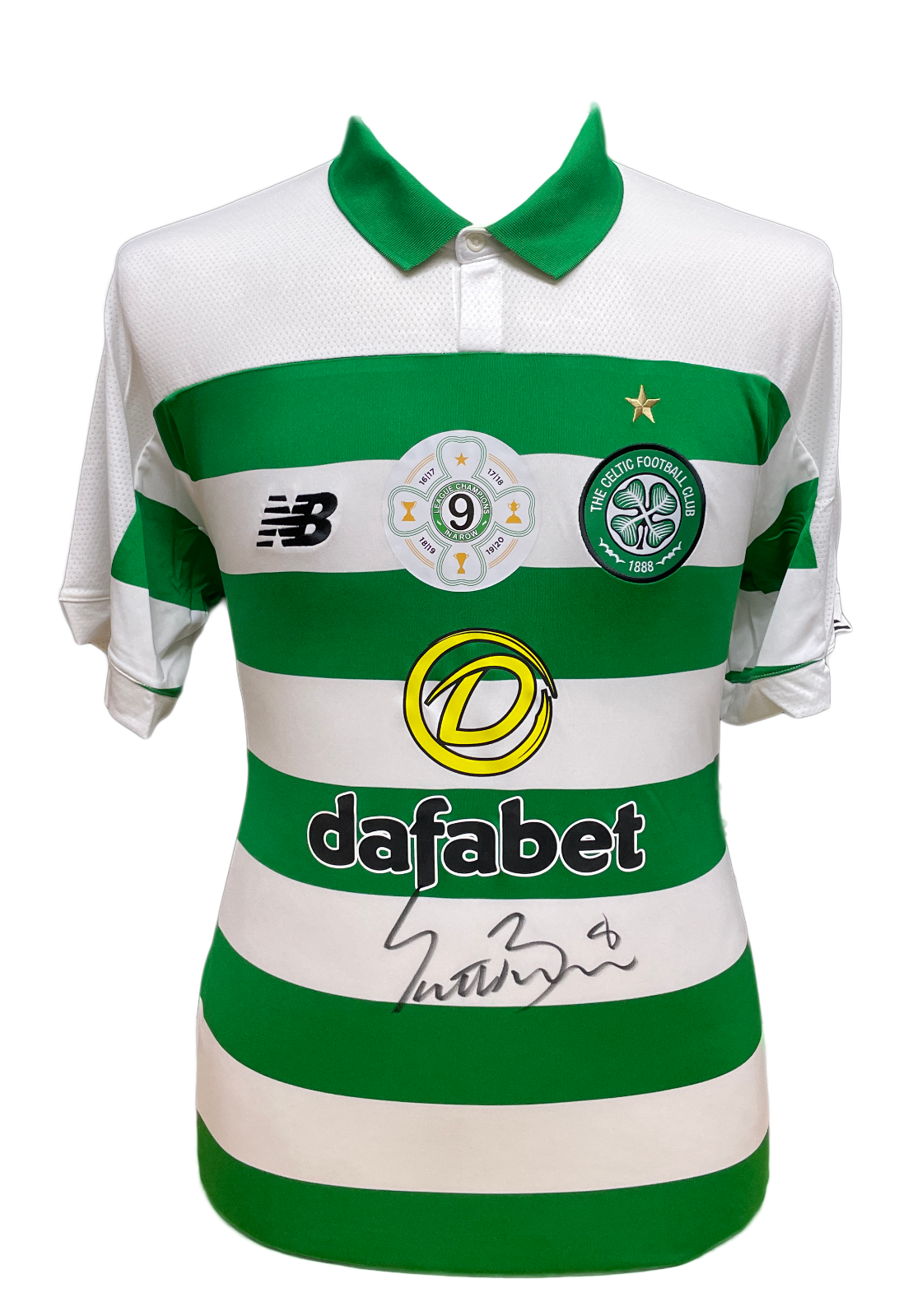 CAMICIA COMMEMORATIVA SCOTT BROWN FIRMATA CELTIC 9 DI FILA CON PROVA E CERTIFICATO DI AUTENTICITÀ