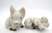 Country Pigs Salt Pepper Shakers Little Piggies Sitting Sleeping Farm Animals