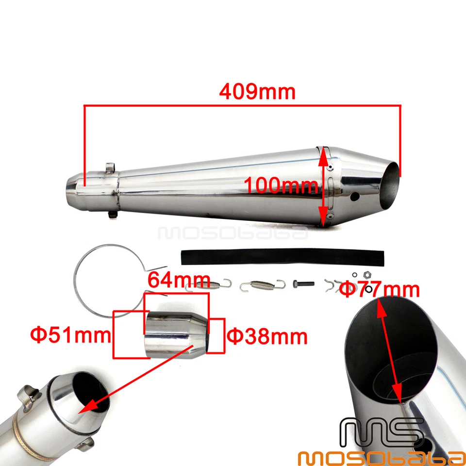 Silenciador de escape GP para motocicleta 38-51 mm con DB Killer para Honda Suzuki 125cc-1000cc Foto 2 de 4