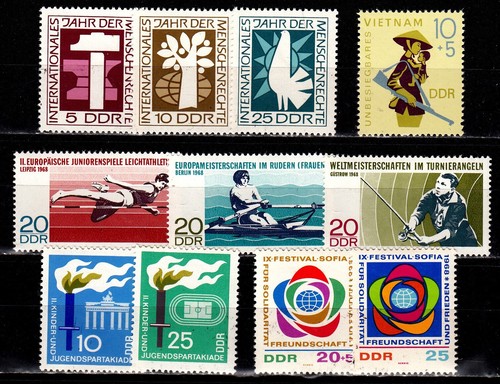 DDR 1968: Posten/Lot 1368-70, 1371, 1372-74, 1375-76 + 1377-78 5 Ausgaben postfr