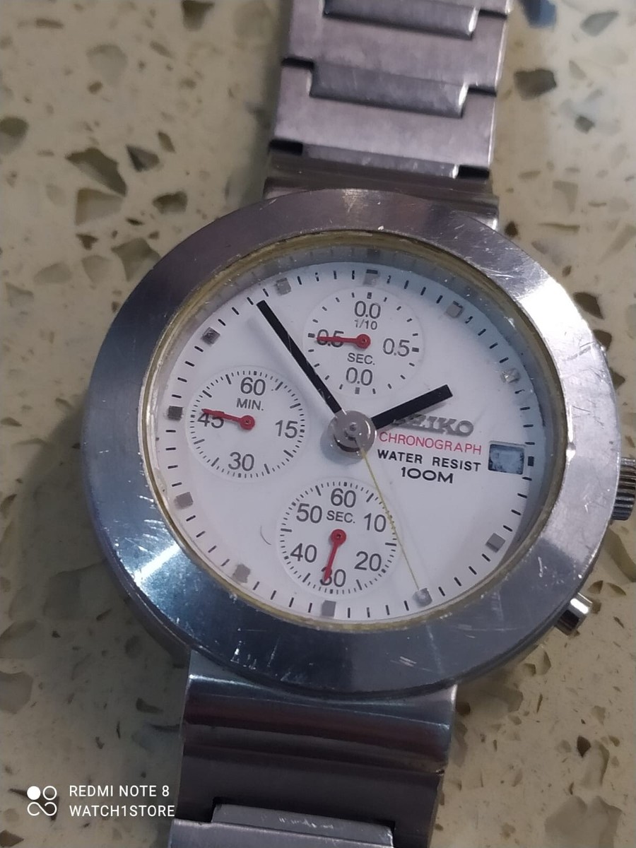 【美品】SEIKO セイコー cal.v657 Seiko Chronograph V657-0A10 Quartz 38mm Date Rare Black