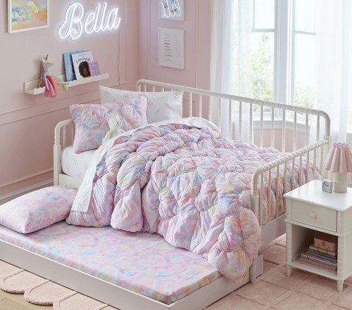 Pottery Barn Teen Recycled Marshmallow Jersey FULL QUEEN Comforter Quilt Tie Dye - Picture 6 of 10