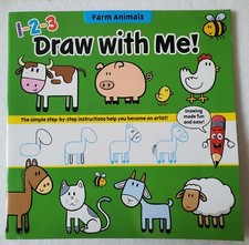 1-2-3 Draw With Me Farm Animals Paperback Book
