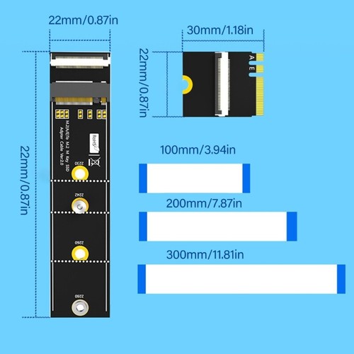 M.2 Key M To Key A+E Adapter FPC Flexible Cable For NVMe 2230 2242 2260 2280 - Photo 8/8