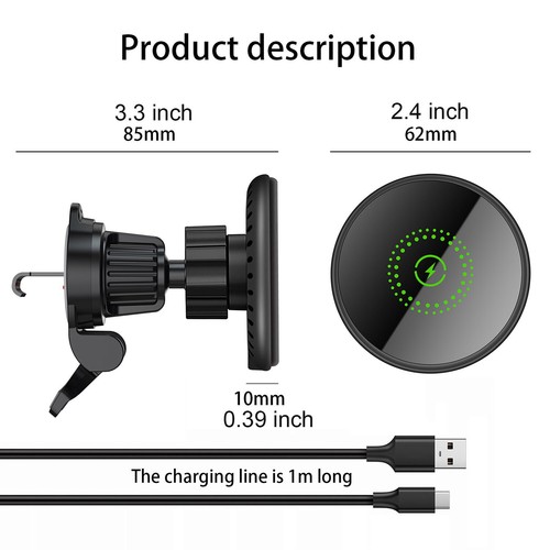30W Magnetic Wireless Charger Car Mount Bracket For Apple iPhone 16 15 14 13 12 - Picture 8 of 24