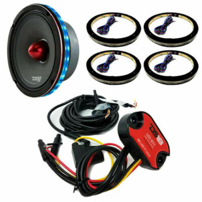 4x Universal RGB Speaker Light Rings 8'' LED Bluetooth Remote Control DS18