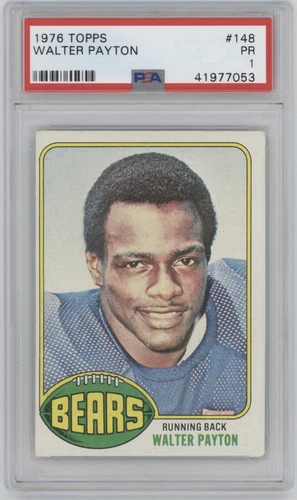 1976 Topps Walter Payton PSA 1 Rookie #148 HOF RC New Label - POP 174 - RareCo