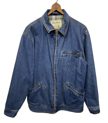 Vintage Men's Eddie Bauer Distressed Denim Trucker Jacket Size