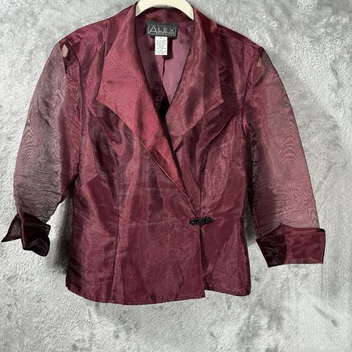 Alex Evenings Jacke Damen L Burgund Strass Transparent Strass Cape Formal