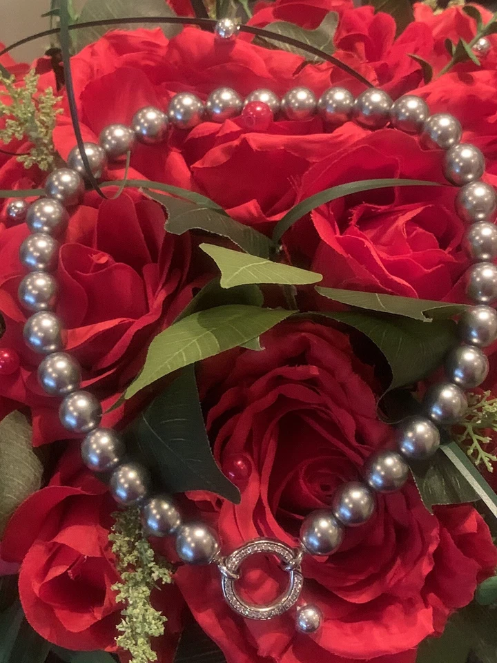 TI SENTO MILANO PERLENKETTE SWAROVSKI VERSCHLUSS 925er SILBER PLATINIERT COLLIER - Bild 2 von 4