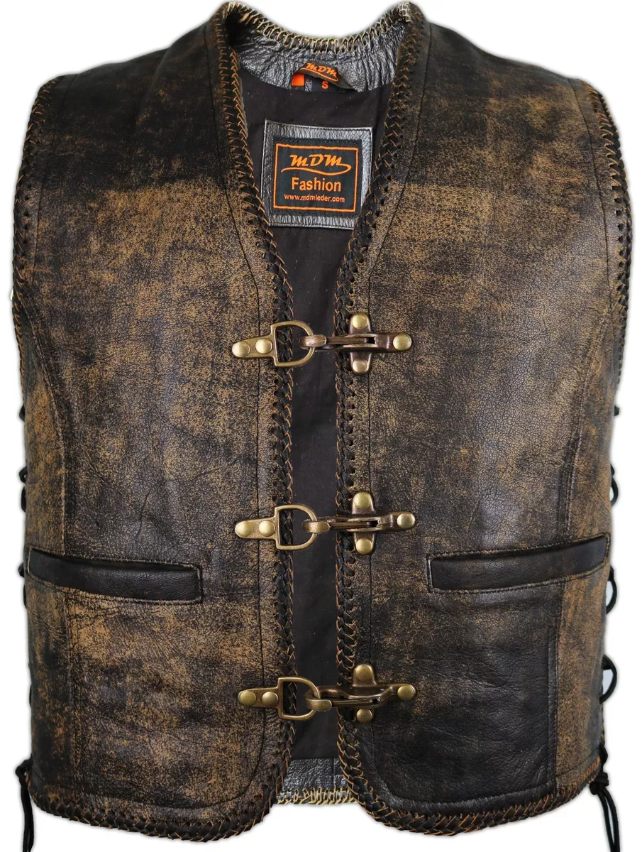 Vintage Leather Vest Biker Vest Motorcycle Coat Leather Coat Club