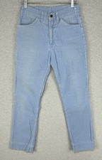 Vintage 80s Levis 519 Corduroy Jeans Mens 29x29 Distressed Pants White Tab Blue