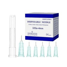 Disposable 32Ga,4mm Luer Lock Needles, Sterile Pack, 100 Units for Lab
