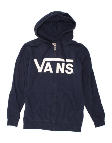 VANS Mens Graphic Zip Hoodie Sweater Small Navy Blue Cotton BV05