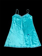 Victoria's Secret Green Satin Lace Slip Dress Large Fairy Boudoir Coquette