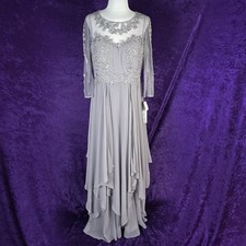 Mother Of Bride Grey Jeweled Mesh Maxi Wedding Elegant Evening Gown Decode 1.8