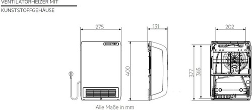 AEG VH 213 Ventilatorheizer, 2000 W, LC-Display, Timer, weiß (238296) - Bild 4 von 6