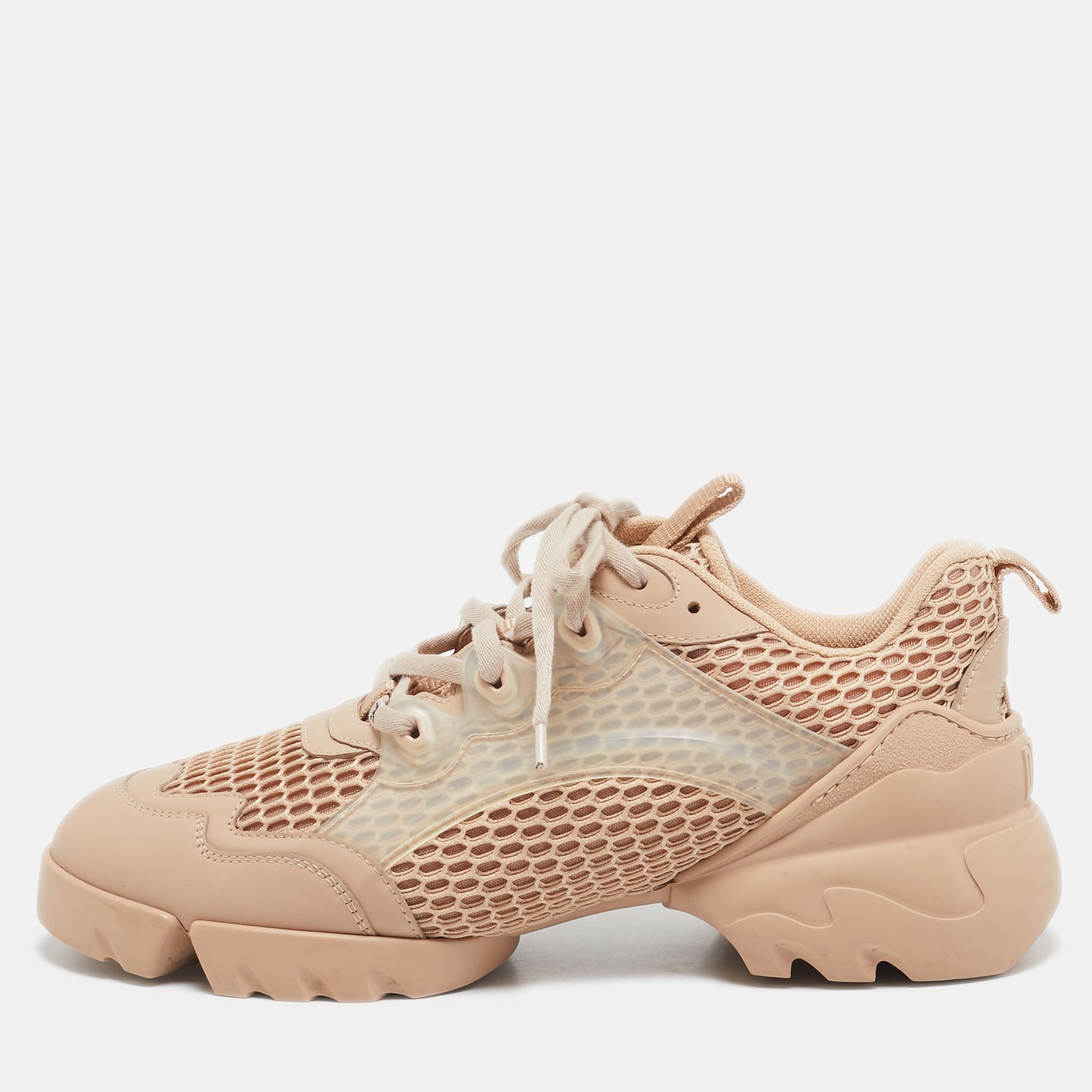 Dior Beige Mesh and Leather D-Connect Sneakers Size 40 EU